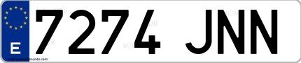 Ejemplo de matrícula española 7274 JNN