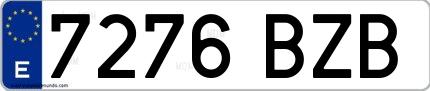 Ejemplo de matrícula española 7276 BZB