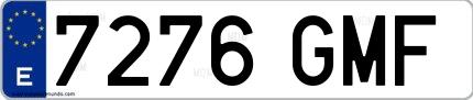Ejemplo de matrícula española 7276 GMF