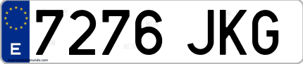 Ejemplo de matrícula de coche ordinaria 7276 JKG