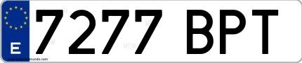 Ejemplo de matrícula española 7277 BPT