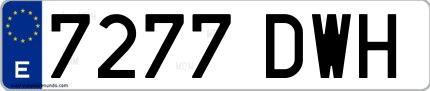 Ejemplo de matrícula española 7277 DWH