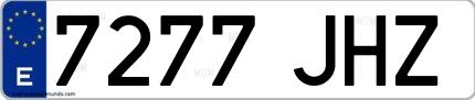 Ejemplo de matrícula española 7277 JHZ