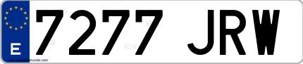 Ejemplo de matrícula española 7277 JRW