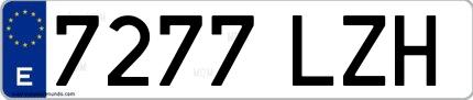 Ejemplo de matrícula española 7277 LZH