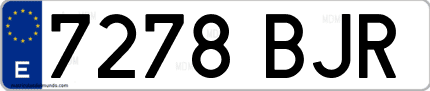 Ejemplo de matrícula de coche ordinaria 7278 BJR