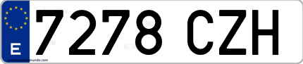 Ejemplo de matrícula de coche ordinaria 7278 CZH