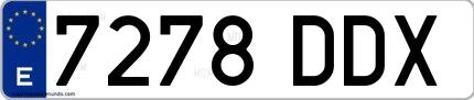Ejemplo de matrícula española 7278 DDX