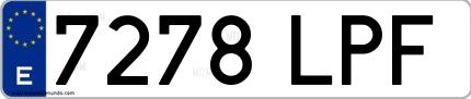 Ejemplo de matrícula española 7278 LPF