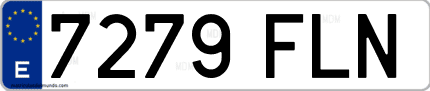 Ejemplo de matrícula de coche ordinaria 7279 FLN