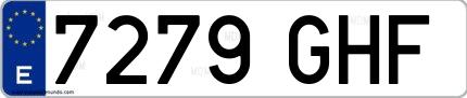 Ejemplo de matrícula española 7279 GHF