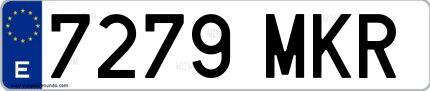 Ejemplo de matrícula española 7279 MKR