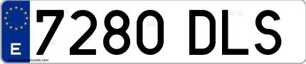 Ejemplo de matrícula española 7280 DLS