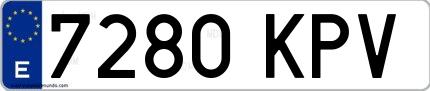 Ejemplo de matrícula española 7280 KPV