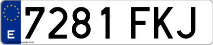 Ejemplo de matrícula de coche ordinaria 7281 FKJ