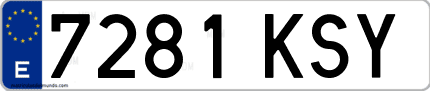 Ejemplo de matrícula de coche ordinaria 7281 KSY
