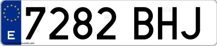 Ejemplo de matrícula española 7282 BHJ