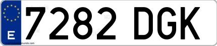 Ejemplo de matrícula española 7282 DGK