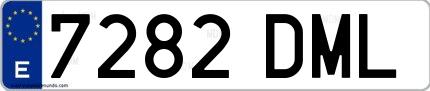 Ejemplo de matrícula española 7282 DML