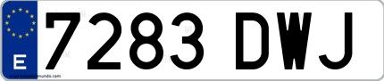 Ejemplo de matrícula española 7283 DWJ