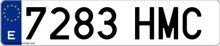 Ejemplo de matrícula española 7283 HMC