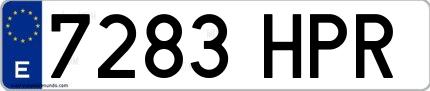 Ejemplo de matrícula de coche ordinaria 7283 HPR