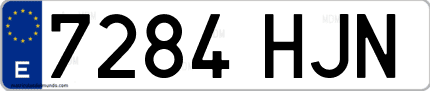 Ejemplo de matrícula de coche ordinaria 7284 HJN