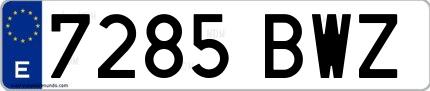 Ejemplo de matrícula española 7285 BWZ