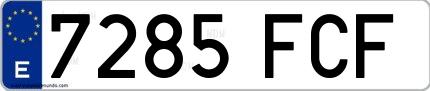 Ejemplo de matrícula española 7285 FCF