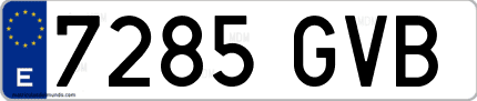 Ejemplo de matrícula de coche ordinaria 7285 GVB