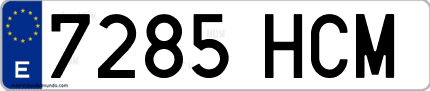 Ejemplo de matrícula de coche ordinaria 7285 HCM