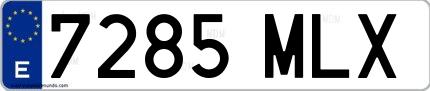 Ejemplo de matrícula española 7285 MLX