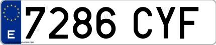 Ejemplo de matrícula española 7286 CYF
