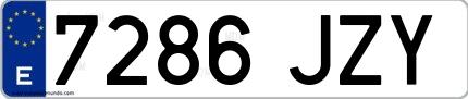 Ejemplo de matrícula española 7286 JZY