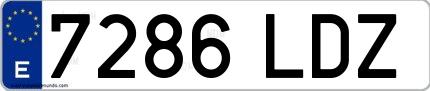 Ejemplo de matrícula española 7286 LDZ