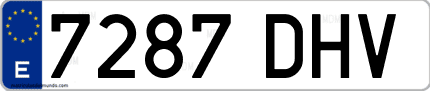 Ejemplo de matrícula de coche ordinaria 7287 DHV