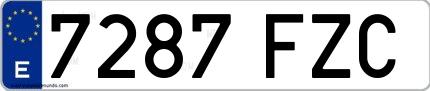 Ejemplo de matrícula española 7287 FZC