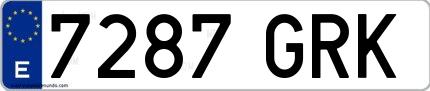 Ejemplo de matrícula española 7287 GRK