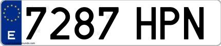 Ejemplo de matrícula española 7287 HPN