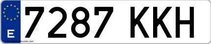 Ejemplo de matrícula española 7287 KKH