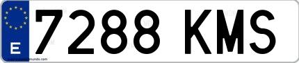 Ejemplo de matrícula española 7288 KMS