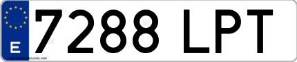 Ejemplo de matrícula española 7288 LPT