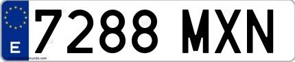 Ejemplo de matrícula española 7288 MXN