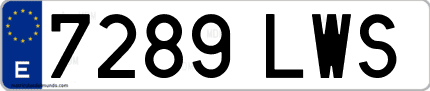 Ejemplo de matrícula de coche ordinaria 7289 LWS