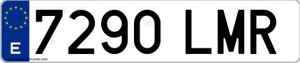 Ejemplo de matrícula española 7290 LMR