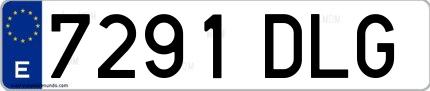 Ejemplo de matrícula española 7291 DLG