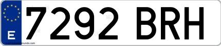Ejemplo de matrícula de coche ordinaria 7292 BRH