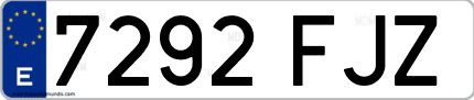 Ejemplo de matrícula de coche ordinaria 7292 FJZ