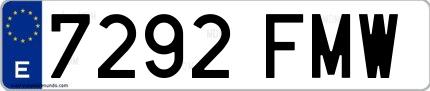 Ejemplo de matrícula española 7292 FMW