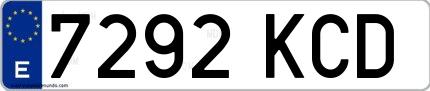 Ejemplo de matrícula española 7292 KCD